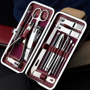 Juego de manicura ชุดเพ้นท์เล็บสแตนเลสมืออาชีพ 19 ชิ้นฟังก์ชั่นเต็มรูปแบบ กรรไกรตัดเล็บแบบพกพา ความคิดสร้างสรรค์ของขวัญ