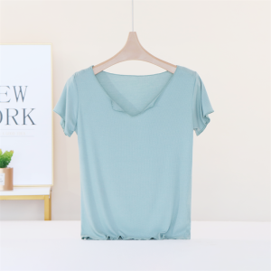 Slim Fit Modal Short Sleeve T-Shirt Women Summer Thin Base Shirt Half Sleeve Inner Wear Solid Color Outerwear V Neck Top