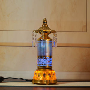 Alloy Brand New LED Cut Out Shrine Lamp Lamp for Buddha Worship Electric Rotate Lotus Lamp Turning Lamp Guanyin God Table Lamp