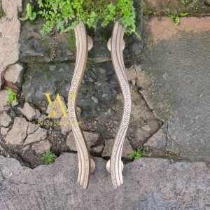 Handle Pintu Rumah Kuningan Antik Motif Kipas 43 cm 2 Pcs