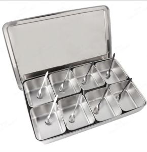 8 Grids Stainless Steel Seasoning Box Condiment Storage Containers Seasoning Jar Kitchen Utensils