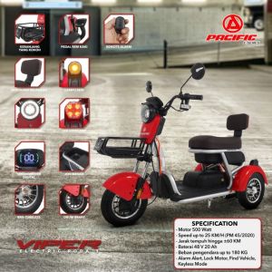 Pacific Viper Sepeda Listrik Roda 3 Power 500W Battery Kering 48V 20Ah