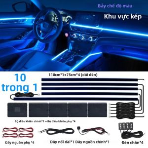 Dải Đèn LED Nội Thất Ô Tô 6/18 Trong 1 RGB 64 Màu Điều Khiển Bằng Ứng Dụng Bluetooth Hai Vùng Chất Liệu Acrylic Đen Mờ