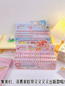 Sanrio Stickers 10Roll Set Kuromi Melody Cinnamoroll Hand Made Accessories Cartoon Tape Sticker Kids Toys