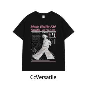 เสื้อยืดคอกลมแขนสั้นผ้าฝ้ายแท้พิมพ์ลายสไตล์อเมริกันสำหรับผู้ชายและผู้หญิง ทรงหลวม ใส่สบาย ฤดูร้อน 2023