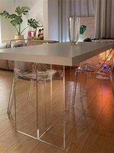 Acrylic Hanging Dining Table Solid Wood Table Home Desk Simple Designer Creative White Workbench