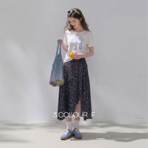 3COLOUR·S | Summer Floral Irregular Ruffles Chiffon Skirt
