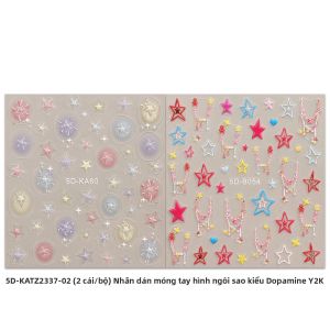 Bộ 2 Miếng Dán Trang Trí Móng Tay Nổi Hình Sao Phong Cách Y2K Dopamine Dùng Để Trang Trí Móng Tay Tự Làm Trang Điểm Dự Tiệc Làm Quà Tặng