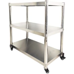 Stainless Steel Kitchen Storage Rack Three Adjustable Shelves with Universal Wheels Microwave Oven Oven Home Storage Organizer Shelf