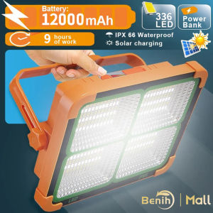 Lampu Luar Ruangan Pengisian Tenaga Surya 300W Lampu LED Portabel Multifungsi Super Terang tahan Air Isi Ulang USB Benih