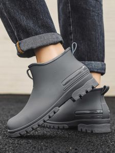 Hình Trụ Ngắn Chống Trơn Trượt Giày Đi Mưa Cặp Đôi Phong Cách Đức Công Việc Nhà Bếp Giày Pvc Lưới Lớp Lót Dành Cho Thanh Niên Thời Trang Mùa Hè 2024