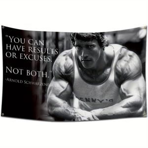 1pc Arnold Schwarzenegger You Can Have Results or Excuses Not Both Motivational Gym Banner Perfect for Workout Spaces Home Gym