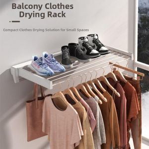 Multifunctional Wall-Mounted Invisible No-Drilling Clothes Drying Rack
