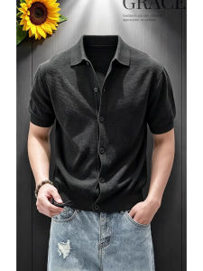 Áo POLO Sọc Xám Form Rộng Tay Ngắn