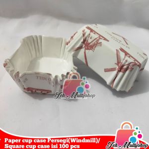 Paper cup case Persegi / Square cup case isi 100 pcs (Windmill & Brown2)