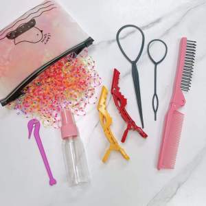 Childrens Hair Accessories Comb Brush Detangler One-time Elastic Bands Circle Partitioning Clips Cartoon Style Summer Collection