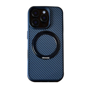 elam | 360° Rotating Magnetic Shockproof Case with Kevlar Carbon Fiber Pattern for iPhone 17 Pro Max and iPhone 16 Pro Max