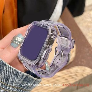 Transparent Resin Strap for Apple Watch Band 38mm 40mm 42mm 44mm 45mm Sports Silicone Watch Band for IWatch SE/8/7/6/5/4/3/2/1