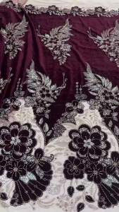 OLEVO | 2026 Fashion French Velvet Mesh Lace Fabric With Sequins Embroidery Beaded African Nigerian Fabric For Wedding Dress AT2954