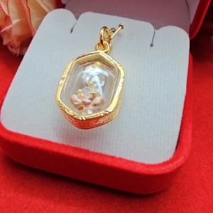 5x3cm รูปลอย จี้พระพิฆเนศ ขนาดกระทะ กรอบเลี่ยมทองลาย กระทะสามกู้ ใส่ได้ทุกโอกาส พร้อมบูชา