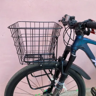 Mountain Bike Front Mounted Cargo Basket Bicycle Carrier Rack Cycling Equipment Single Speed Bicycle Accessories Metal Frame
