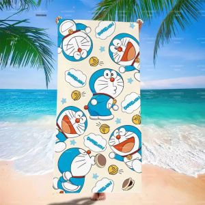 52TOYS | Khăn Tắm Hoạt Hình Doremon Cho Trẻ Em Nền Kem In Đầy Đủ Khăn Tắm Polyester Khô Nhanh Cho Hồ Bơi