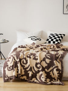 High-End Classical Half-Fur Blanket Couch Throw Leg Covering Nap Blanket Autumn Winter Grass Pattern Warmth All Seasons Universal