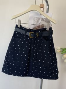 Fashionable High Waist Denim Mini Skirt Floral Print A-Line Skirt Slimming Polka Dot Design Trendy Short Skirts for Women