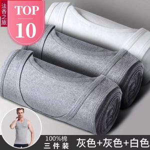 3 Pieces 100% Pure Cotton Men Summer Vest Sports Undershirt Bottoming Shirt Cotton Fitness H Outwear Knitting Lightweight
