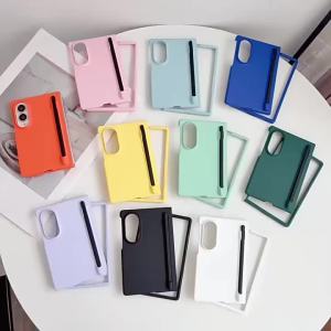 Shockproof Hard PC Pen Slot Phone Case with Stylus For Samsung Galaxy Z Fold 8 7 6 5 4 Fold8 Ultra Matte Candy Color Cover