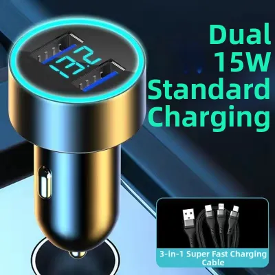 Car Charger 120W Dual Port Super Fast Charge Vehicle Use Cigarette Lighter One-To-Two Conversion Plug Mobile Phone Flash Charge