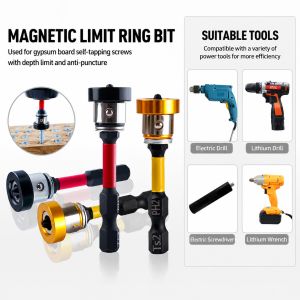 1-3pcs Magnetic Drywall Screw Setter Bits PH2 Positioning Bits with Removable Aluminum Collar for Sheetrock Plasterboard Screws