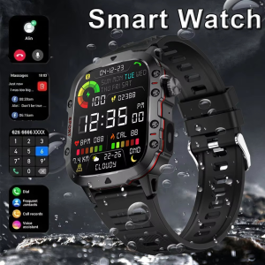 LAXASFIT New Smart Watch 2.01" inch Bluetooth Talk Mens Outdoor Sports Fitness Tracker with LED Flashlight Smart Watch