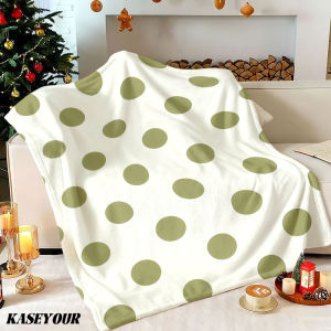Beast Kingdom | Sage Cream Polka Winter Summer Flannel Blanket Throw Fleece Soft Fuzzy Plush Cozy Fleece Blankets for Sofa Ideal Gifts