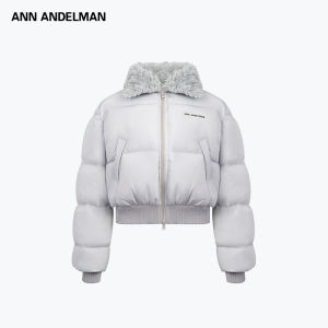 ANN ANDELMAN | Short Fur Collar Silver-gray Thick Down Jacket