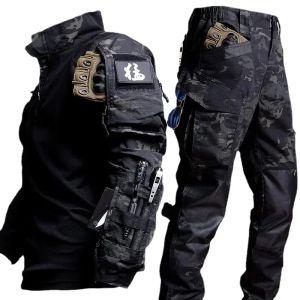 Tactical Set Men Outdoors Training Breathable Camo Hunting Uniform War Games 2 Pcs Sets Quick Drying Hiking Wear Resistant Sets
