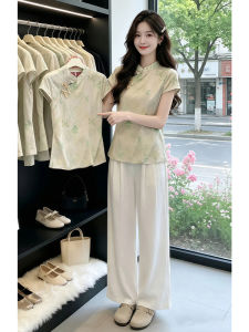 Shalldoer | New Chinese Style Mandarin Collar Placket Button Blouse Short Sleeve Shirt