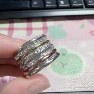 Huitan Vintage Style Three Tone Ring for Women Engraved Design Tribal Modern Jewelry Party Statement Metal Accessories for Lady