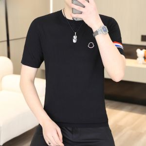 HENGYUANXIANG | Hengyuanxiang Mens Knitted Ice Silk Thin Short Sleeve T-shirt Summer Fashion Round Neck Half Sleeve Body Tee Trendy T-shirt