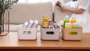 Keranjang Putih Tempat Penyimpanan Makanan Kotak Skincare Kosmetik Storage Box Organizer