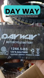 DAYWAY Motorcycle Battery 12N5L-BS for Kawasaki CT 125 - Maintenance-Free Superior Quality 12V 5Ah Black Battery Case