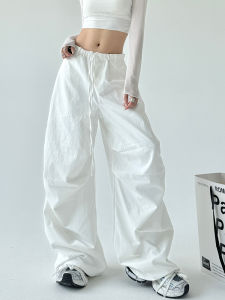 MUYUZI | White Casual Straight Loose Fit Wide Leg Pants