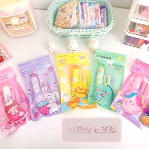 ยางลบดินสอ แบบกด ลายการ์ตูนน่ารัก ลบได้ แกนยางลบเปลี่ยนได้ ของขวัญสําหรับเด็กนักเรียน โรงเรียน ยางลบแท่ง ยางลบดินสอแบบกด ลายการ์ตูนน่ารัก แกนยางลบถอดเปลี่ยนได้