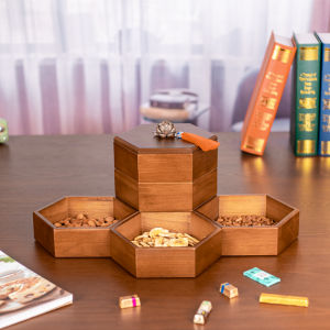 Japanese Style Wooden Multi-Layer Overlapping Fruit Tray Home Living Room Desktop Snacks Nuts Pastries Storage Box