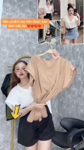 Áo thun nữ BIGSIZE CÔ NHỎ tay hến cổ tim chất vải cotton mát form áo rộng dành cho nàng chuppy 58-95kg A60