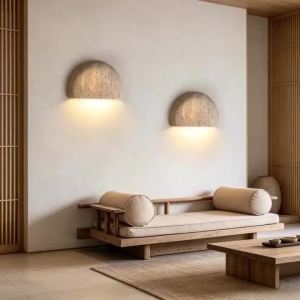 Wabi-Sabi Japandi Natural Stone Wall Sconce G9 Retro Wall Lamp Bedroom Wall Light Foyer Entryway Living Room Porch Decor
