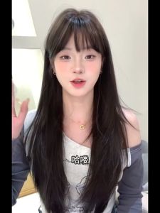 วิกผมหญิงยาว วิกผม วิกผมตรงสไลด์เลเยอร์ สีน้ำตาลเข้ม มีหน้าม้า (ยาว 72 cm) แถมฟรีเน็ตผมกับหวี พร้อมส่งเร็ว