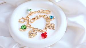Beg Comel Rantai Kunci Pesona untuk Wanita Dompet Jantung Pesona Clover Shell Rantai Kunci Aksesori Kunci Kereta
