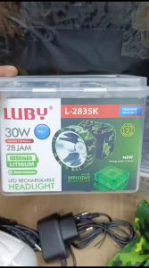 COD~Luby Senter Kepala LED Super Terang Lithium L 2835K LED 30 Watt Lampu KUNING + Bola Lampu Super LED DC 3W FREE Cable Bundle Rechargeable Tahan 28 Jam