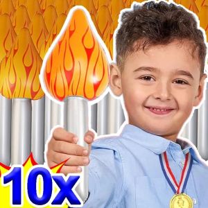 คบเพลิงเป่าลม5/10ชิ้นแท่งบอลลูนของเล่นเปลวไฟสำหรับเล่นเกมกีฬาแนวปารีสลูกโป่งอุปกรณ์ตกแต่งเพื่อการแสดงอุปกรณ์การตกแต่งงานปาร์ตี้ DIY